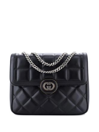Gucci Deco Chain Flap Bag Mixed Matelasse Leather Small shoulder bag - Nero