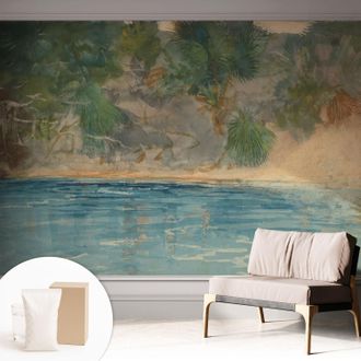 Tulup Carta Da Parati Non Tessuto - Con Colla Gratuita - Con Motivi Moderni - Design Elegante Per Pareti Costa Tropicale 312x219 Cm