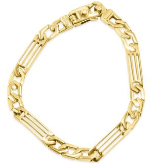 Pompeii3 Mens Figaro Link 14k Gold (24gram) or Platinum (39gram) 7mm Bracelet 8.5