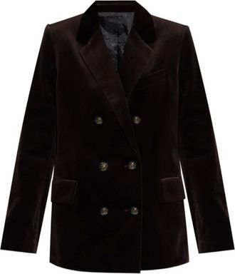 Zadig&Voltaire Jassen, Dames, Bruin, S, Leer, Vaska Structured Velvet Blazer