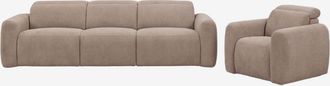 Sklum Conjunto De Sal&oacute;n Con Sof&aacute; De 3 Plazas Reclinable Y El&eacute;ctrico Y Sill&oacute;n Tapizado Peggy Sklum