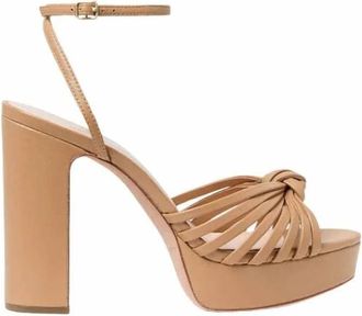 Loeffler Randall Womens Rivka Leather Knot Platform Sandals In Dune