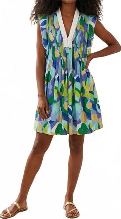 Jude Connally Larissa Abstract Moma Iris Dress In Purple, Gold, Aqua & Lime
