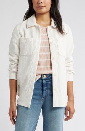 Caslon Textured Knit Shirt Jacket in Ivory Pristine at Nordstrom Rack, Size X-Large