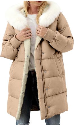 Generic winter coats for women uk Winter Jackets for Women UK Plus Size Quilted Fleece Parka Jacket Full Zip Womens Casual Thick Windproof Thermal Coats Hoode