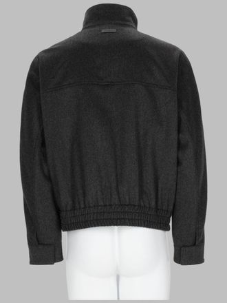 Lardini Virgin Wool High-Neck Bomber Jacket - Gray