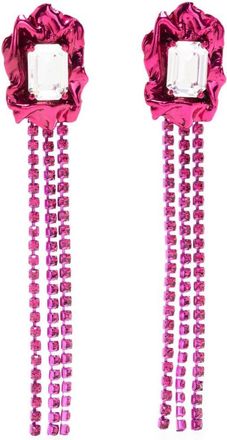 Sterling King Pink Maude Crystal Fringe Drop Earrings - Womens - Silver