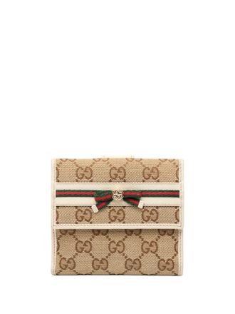 Gucci 2000-2015 GG Canvas Princy Compact Wallet small wallets - women - Calf Leather/Canvas/Leather - One Size - Brown
