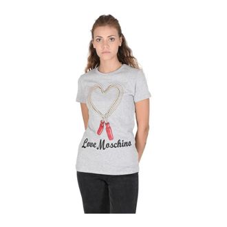 Love Moschino Dames, Tops, Grijs, Maat: 2XS Katoen