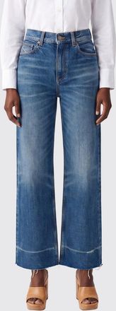 Chlo&eacute; Jeans bootcut a vita alta in denim di cotone con logo posteriore