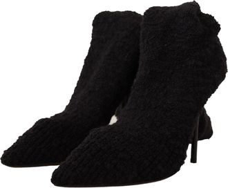 Dolce & Gabbana Womens Black Stretch Socks Knee High Booties Shoes Fabric
