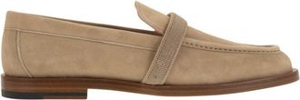 Fabiana Filippi Soft Suede Moccasin With Diamond Thread Detail