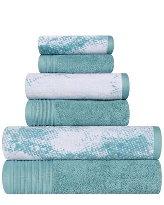 Superior Quick-Drying Solid And Marble Effect 6Pc Cotton Towel Set