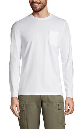 Lands End Super-T Long Sleeve T-Shirt with Pocket in White at Nordstrom, Size Xx-Large