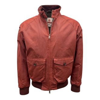Baracuta Bomber Jackets, male, Red, Size: M Short red wax jacket Harrington style