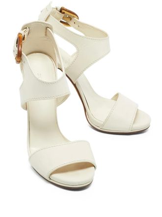 Gucci buckle block-heel sandals - women - Calf Leather/Calf Leather/Calf Leather - 37.5 - White