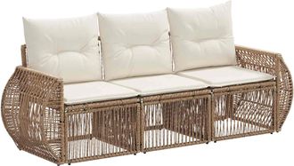 vidaXL Conjunto De Sof&aacute;s De Jard&iacute;n 3 Uds. Beige Y Blanco Crema Vidaxl