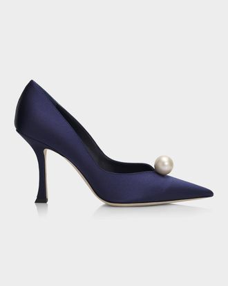 Jimmy Choo London 90mm Ziri Satin Pumps