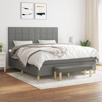 vidaXL Vidaxl - Cama Box Spring Con Colch&oacute;n Tela Gris Oscuro 160x200 Cm