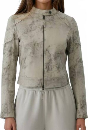 MARRAKECH Bowery Distressed Suede Moto Jacket In Wisteria