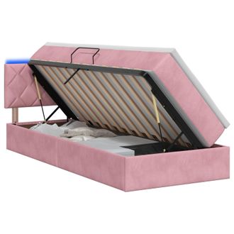 vidaXL Cama De Almacenamiento Led Con Colch&oacute;n Rosa 100 X 200 Cm Vidaxl