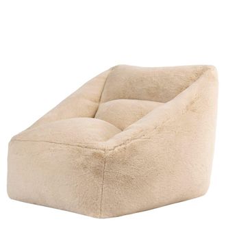 Icon Brand Puf sill&oacute;n de piel sint&eacute;tica de conejo, beige