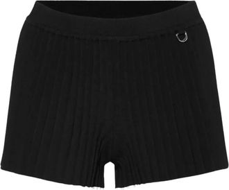 Jacquemus Zwarte Geplooide Gebreide Shorts - Dames - Bermuda - Zwart - M - Korte Broeken