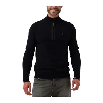 Butcher of Blue Truien & Vesten, Heren, Blauw, S, Wol, Heren Clifden Halfzip Trui Blauw