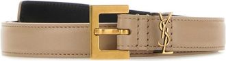 Saint Laurent Dark Beige Logo Buckle Belt