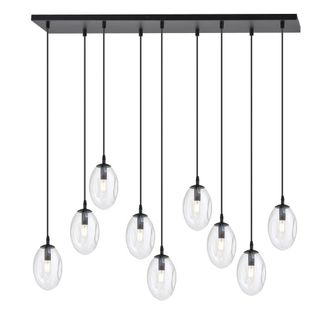 Wonderlamp L&aacute;mpara colgante lineal con 9 esferas de cristal transparentes 100cm