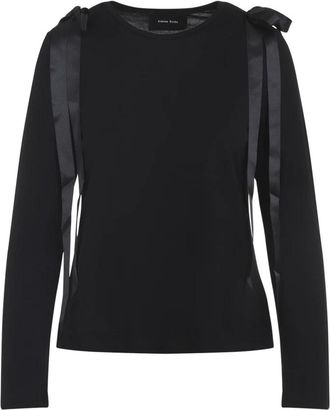 Simone Rocha Tops, Dames, Zwart, S, Striklint Zwart T-shirt