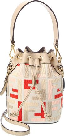 Fendi Fendi Mon Tresor Mini Canvas & Leather Bucket Bag