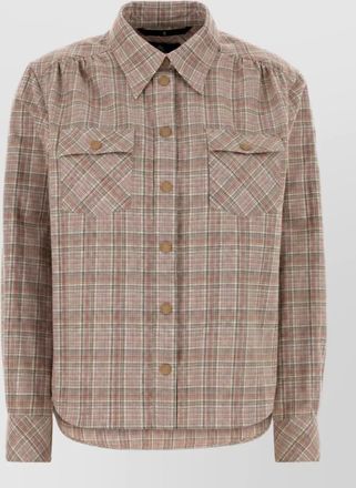 Moncler embroidery flannel shirt jacket