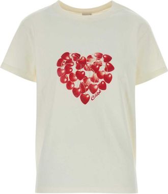 Chlo&eacute; White Graphic Crew Neck T-Shirt