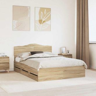 vidaXL Estructura De Cama Roble Sonoma 150 X 200 Cm Madera Ingenieril Vidaxl