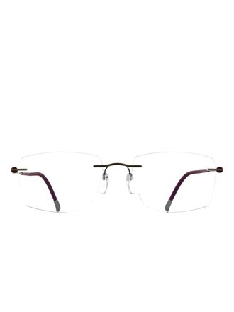 Silhouette Bril met rechthoekig montuur - Rood