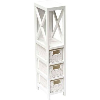 Tendance Mobili in mdf bianco 1 ripiano 3 cestini carta intrecciata - bianco Tendance