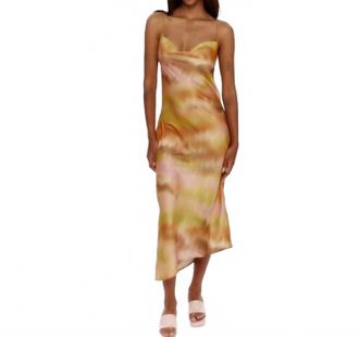 Another Girl Asymmetric Cowl Slip Dress In Sunset
