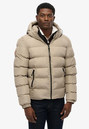 Superdry Steppjacke SUPERDRY HOODED SPORTS PUFFER JACKET, Herren, Gr. 3XL, beige (winter twig beige), Web, Obermaterial: 100% Polyester, unifarben, relaxed fit