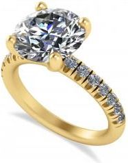 Allurez Round Moissanite Diamond Solitaire Engagement Ring 14K Yellow Gold (4.42ct)
