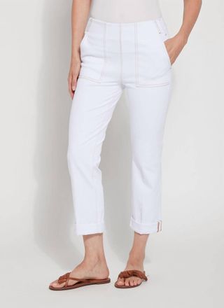 Lyss&eacute; Cropped Boyfriend Denim Pants With Pockets In White