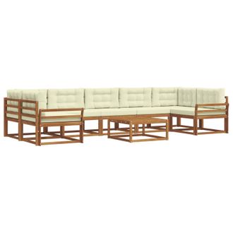 vidaXL Conjunto De Sof&aacute;s De Exterior Con Coj&iacute;n 8 Pcs Natural Y Crema Vidaxl