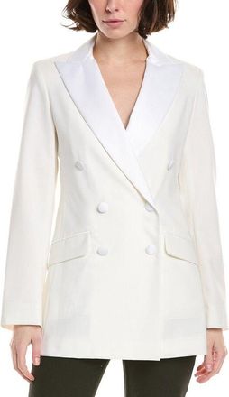Eleventy WomenS White Double-Breasted Smoking Blazer, Size 42