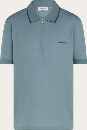 Ferragamo Men Cotton polo shirt with zip detail Green