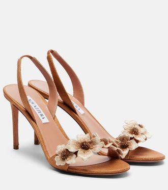 Aquazzura Passionflower beaded raffia slingback sandals