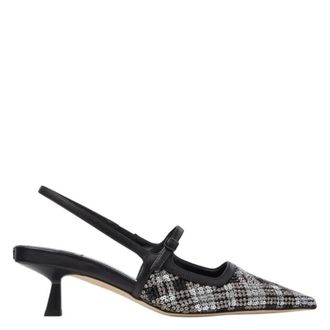 Jimmy Choo London Didi 45 Beaded Tartan Slingback Pumps, Brand Size 37.5 ( US Size 7.5 )