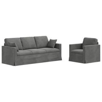 vidaXL Juego De Sof&aacute; 2 Uds. Gris Oscuro Terciopelo Vidaxl