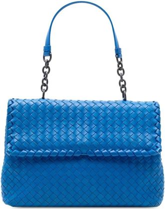 Bottega Veneta Pre-owned Shoulder Bags, female, Blue, Size: ONE SIZE Pre-owned Woven Leather Top Handle Bag
