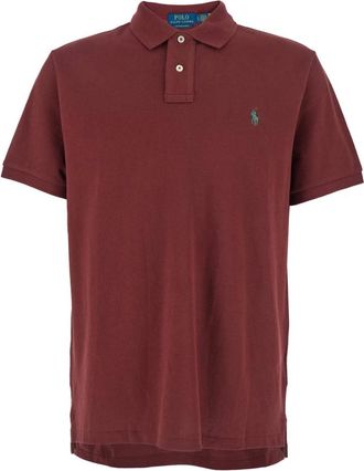 Polo Ralph Lauren Tops, Heren, Rood, M, Katoen, Custom Slim Fit Polo Shirt