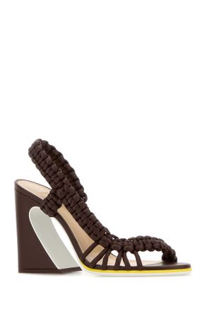 Fendi Womens Brown Leather Fendi Arc Sandals Mahogany+gial Bianco Sandali